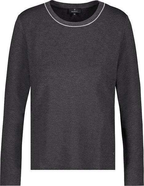 Langarmshirt mit Strickkragen anthra melange
