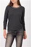 Langarmshirt mit Strickkragen anthra melange
