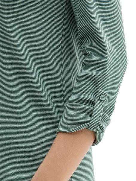 Langarmshirt mit Turn-Up-Funktion off white green small stripe