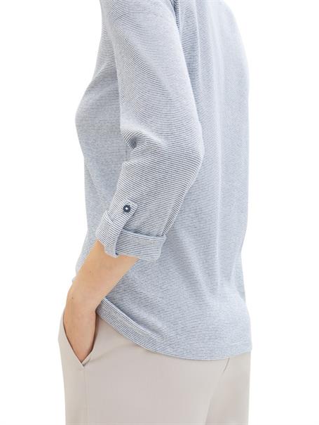Langarmshirt mit Turn-Up-Funktion offwhite navy small stripe