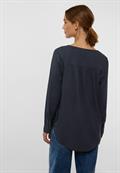 Lange Bluse in Unifarbe deep blue