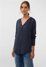 Lange Bluse in Unifarbe deep blue