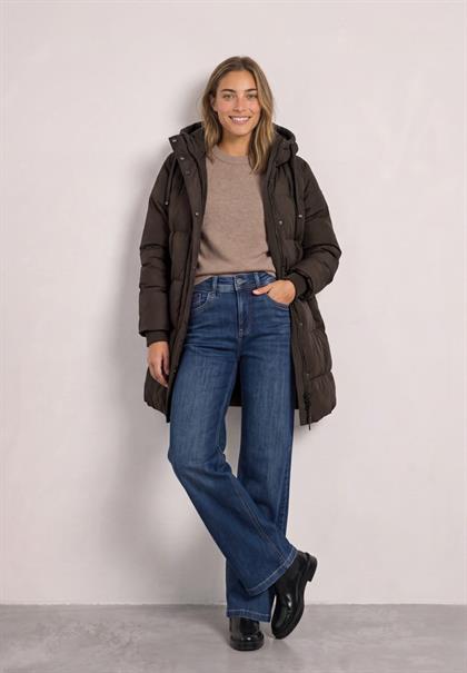 Lange Jacke mit Kapuze und Steppmuster auburn brown