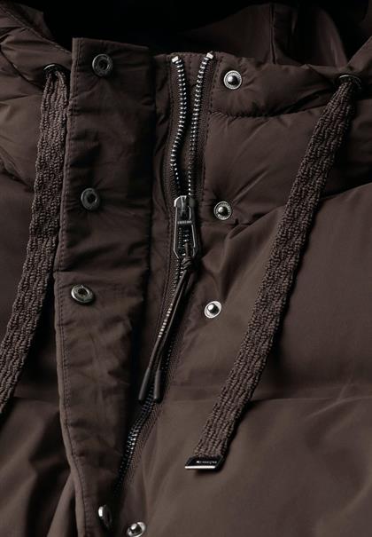 Lange Jacke mit Kapuze und Steppmuster auburn brown