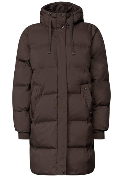 Lange Jacke mit Kapuze und Steppmuster auburn brown