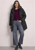 Lange Jacke mit Kapuze und Steppmuster black