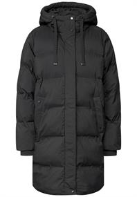 Lange Jacke mit Kapuze und Steppmuster black