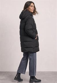 Lange Jacke mit Kapuze und Steppmuster black