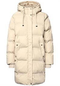 Lange Jacke mit Kapuze und Steppmuster soft fawn beige