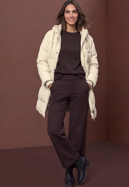 Lange Jacke mit Kapuze und Steppmuster soft fawn beige