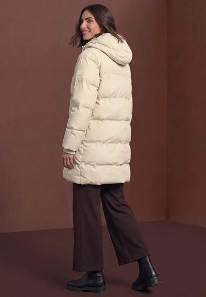 Lange Jacke mit Kapuze und Steppmuster soft fawn beige