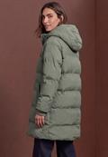 Lange Jacke mit Kapuze und Steppmuster somber green