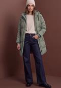 Lange Jacke mit Kapuze und Steppmuster somber green