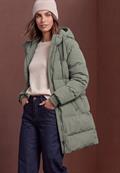 Lange Jacke mit Kapuze und Steppmuster somber green