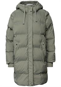 Lange Jacke mit Kapuze und Steppmuster somber green