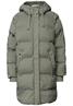 Lange Jacke mit Kapuze und Steppmuster somber green