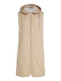 Lange Sorona Weste mit Rautensteppung beige