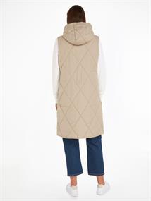 Lange Sorona Weste mit Rautensteppung beige