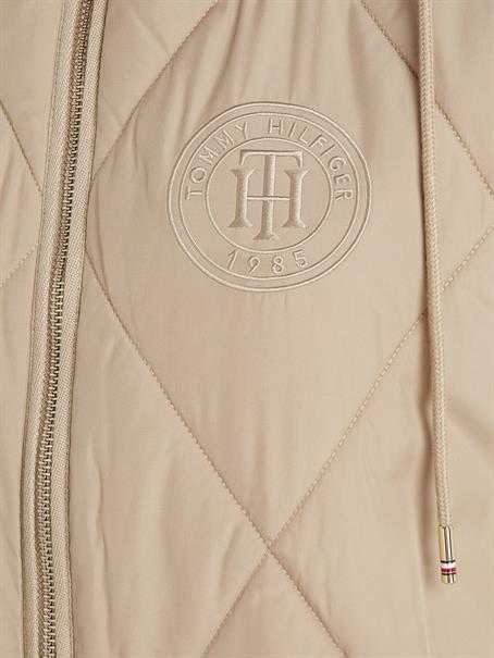 Lange Sorona Weste mit Rautensteppung beige