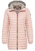 Lange Steppjacke mit abnehmbarer Kapuze rose