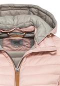 Lange Steppjacke mit abnehmbarer Kapuze rose