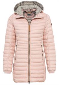 Lange Steppjacke mit abnehmbarer Kapuze rose