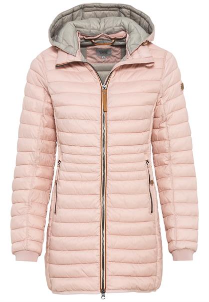 Lange Steppjacke mit abnehmbarer Kapuze rose