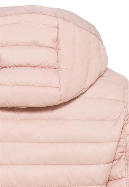 Lange Steppjacke mit abnehmbarer Kapuze rose