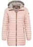 Lange Steppjacke mit abnehmbarer Kapuze rose