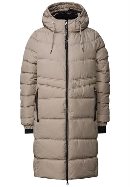 Lange Steppjacke smooth champagne