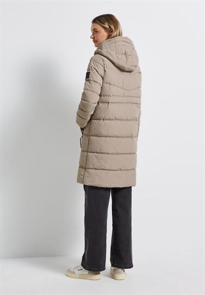 Lange Steppjacke smooth champagne
