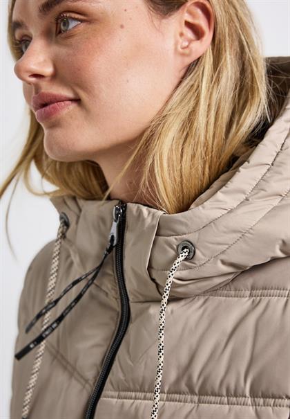Lange Steppjacke smooth champagne
