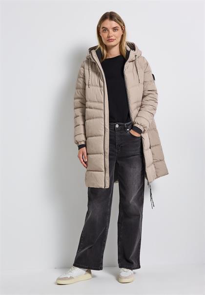 Lange Steppjacke smooth champagne