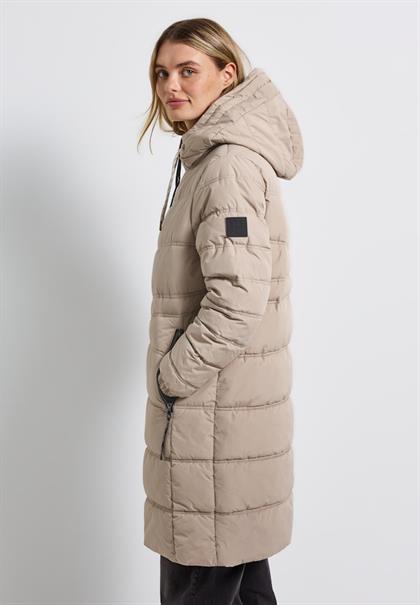 Lange Steppjacke smooth champagne