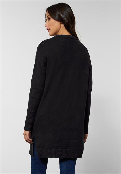 Langer Cardigan in Unifarbe black