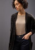 Langer Federgarn Cardigan darkest brown