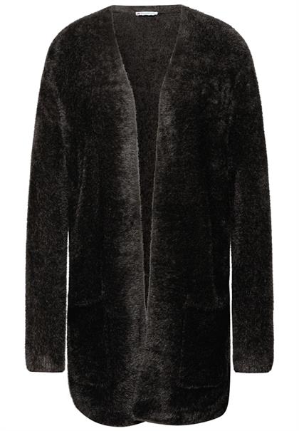 Langer Federgarn Cardigan darkest brown