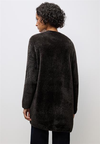 Langer Federgarn Cardigan darkest brown