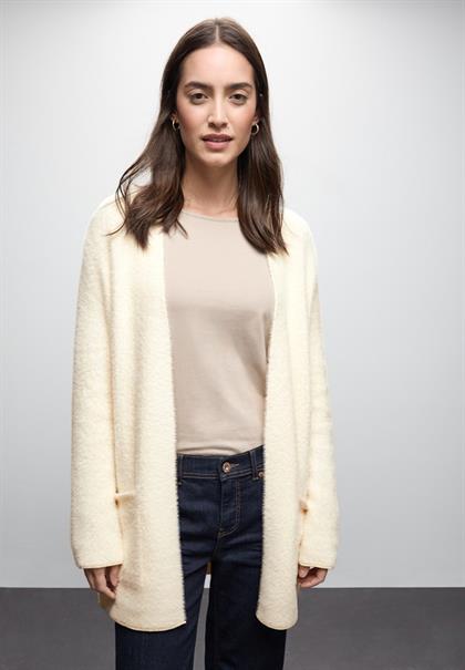 Langer Federgarn Cardigan soft beige