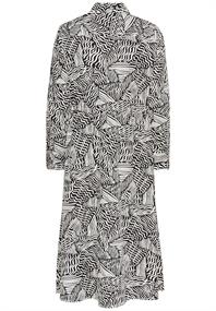 Langes Hemdblusenkleid mit Allover-Print aop