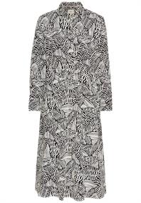 Langes Hemdblusenkleid mit Allover-Print aop