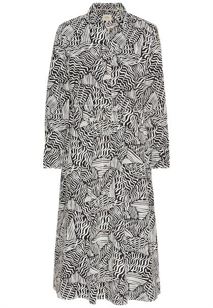 Langes Hemdblusenkleid mit Allover-Print aop