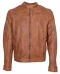 Lederjacke "GBRyker LABUV" mit Label-Applikationen cognac