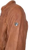 Lederjacke "GBRyker LABUV" mit Label-Applikationen cognac