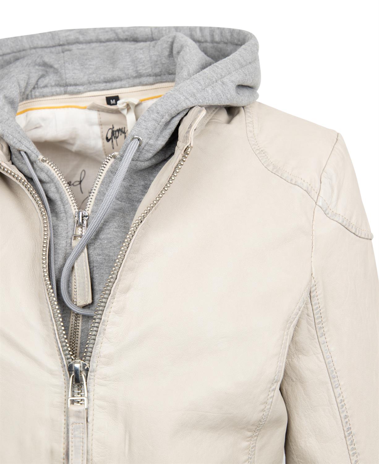 Gipsy Damen Jacke kurz Lederjacke mit abnehmbarer Kapuze beige bequem  online kaufen bei
