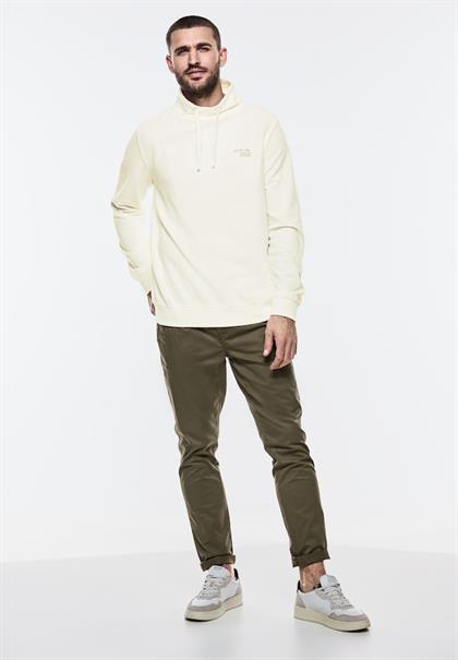 Leichter Schalkragen Sweat pearl white