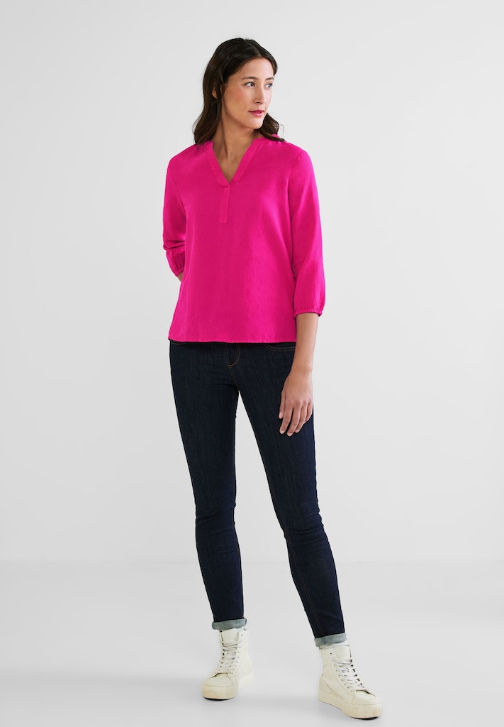 Street One pink online Damen Langarmbluse bei oasis bequem kaufen Leinen-Baumwolle-Mix Bluse