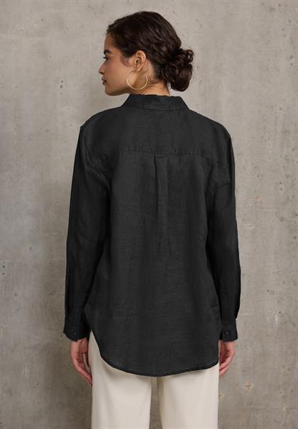 Leinen-Hemdbluse black