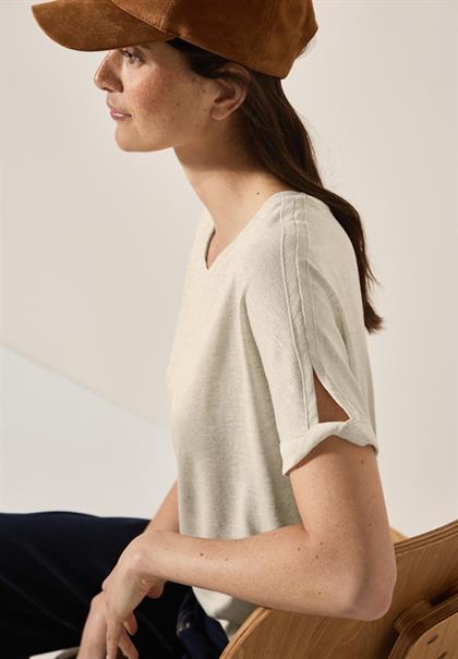 Leinen-Look Glitzer-Shirt pumice beige
