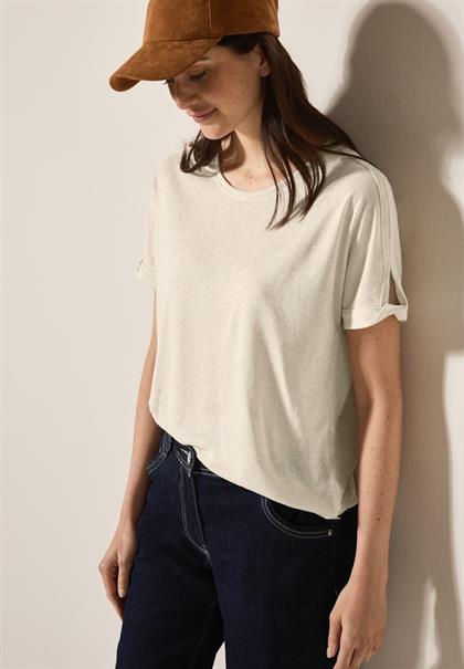 Leinen-Look Glitzer-Shirt pumice beige